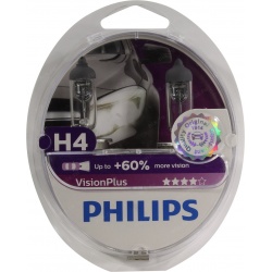 PHILIPS лампочка H4 (60/55) +60%  VISION PLUS 12V DUOBOX 2 шт.